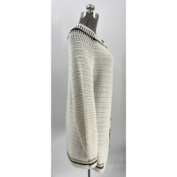 Handmade, crocheted, long length, button front granny cottage, core cardigan M/L - Picture 2 of 8